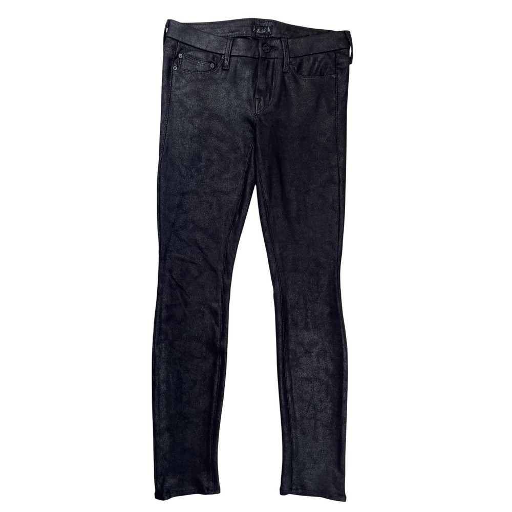 Mother The Looker Skinny Jeans Women‎ 24 Black Coated Waxed Mid Rise Denim